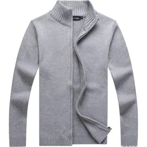 Mens Autumn Winter Solid Color Knitted Sweater Jackets Cardigan Coats Male Clothing Casual Black Zip Up Sweaters Abrigo Hombre