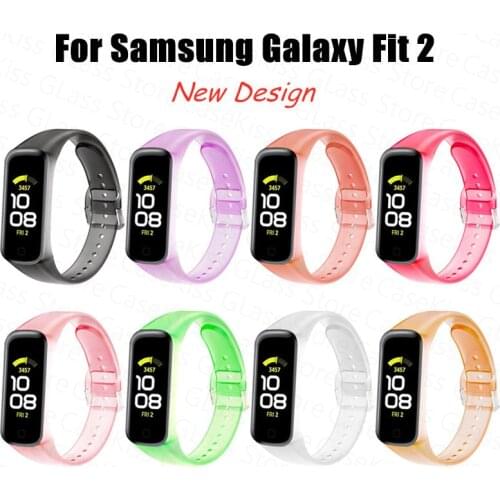 New Strap For Samsung Galaxy Fit 2 SM-R220 Transparent Colorful Soft Silicone Replacement Bracelet Watchband for Galaxy Fit2