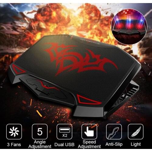 NUOXI Laptop Cooler, Laptop Cooling Pad Chill Mat with 3 Quiet Fans USB Powered Adjustable Mounts Stand For Laptop PC 10''-16