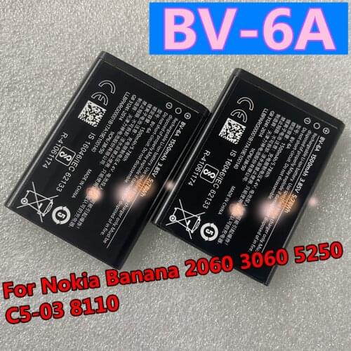 Original 1500mAh BV-6A High Quality Battery for Nokia Banana 2060 3060 5250 C5-03 8110 4G Mobile Phone Batteries