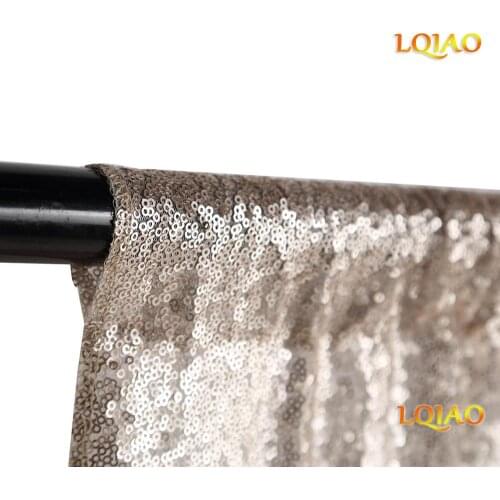 Perfectly 4FTx8FT Matte Champagne Sequin Fabric Background Photo booth Backdrop Wedding Curtain For Christmas/Wedding Decor