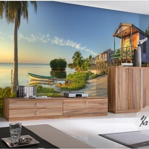 Custom Natural Scenery sea house 5D Papel Murals 3d wall photo murals vinyl wallpaper for living room 3d wall murals Wall paper