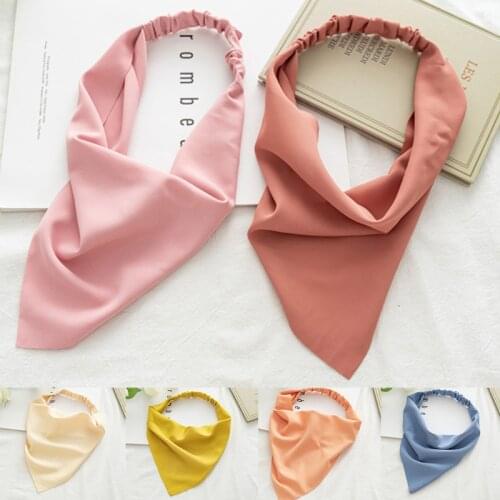 Macaron Solid Candy Color Elastic Hair Scarf Headband Women Girls Triangle Head Kerchief Turban Boho Bandana Headwrap