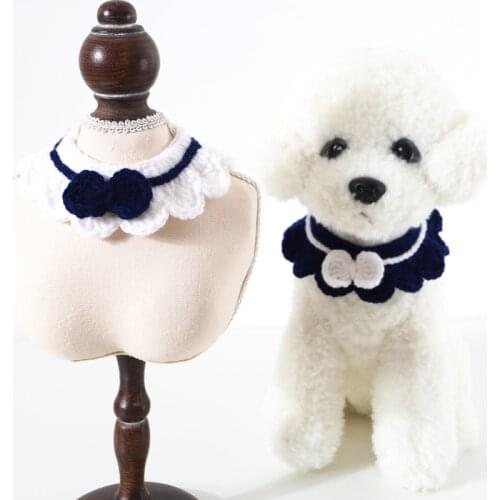 Pet Christmas Dog Cat Scarf Bib Decor Wool Knitted Collar Cute Pet Neckerchief Saliva Towel Necklace Grooming Accessories