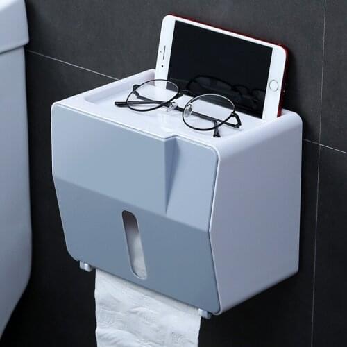Toilet Paper Holder Waterproof Wall Mounted Punching-free Nordic Plasti Toilet Roll Paper Tube Storage Box Tray Tissue Box Shelf
