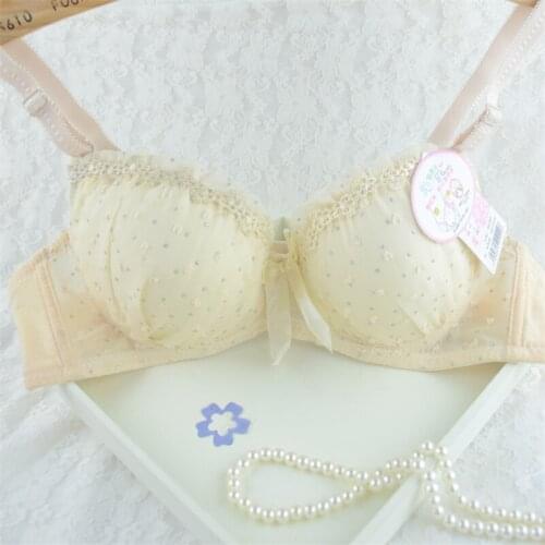 Sweet Girls Sexy Women Lace Bras Bow Push Up Bra Underwired Dot Brassiere 32 34 36 B