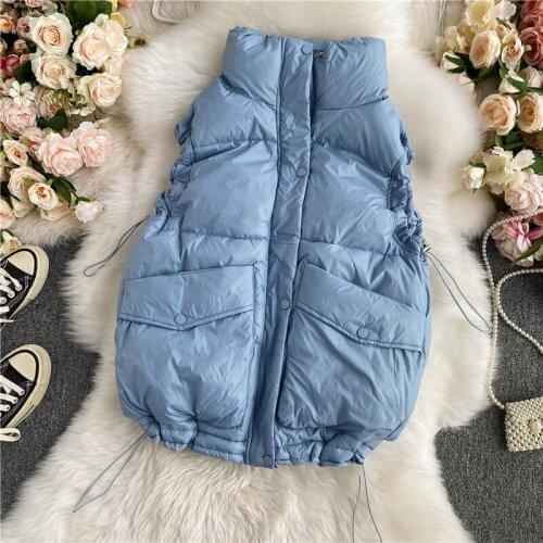 2020 new fashion casual adult womens clothing Fall/winter stand-up collar down cotton vest women thick lace vest vest women