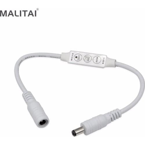 1Pcs 12V Mini 3 Keys Single Color LED Controler Brightness Dimmer DC plug for LED 3528 5050 5730 SMD strip light