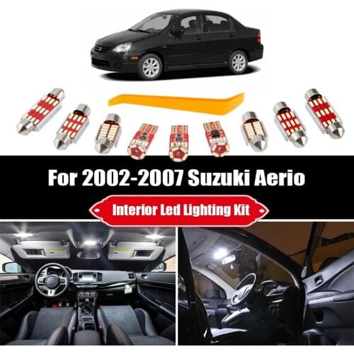 10 Bulbs for 2002-2005 2006 2007 Suzuki Aerio Super White Car Interior LED Light Kit Map Dome Trunk License Plate Lamp