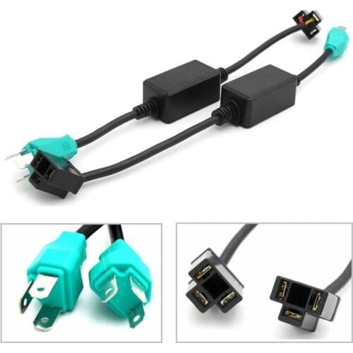 2PCS H4 Anti-flicker Error Free Decoder Harness For Jeep Wrangler 7" LED Headlight