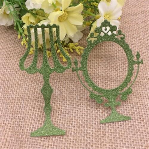 2pcs/set make up Mirror table lamp Metal Cutting Dies Stencil Scrapbooking Photo Album Card Paper Embossing Craft DIY