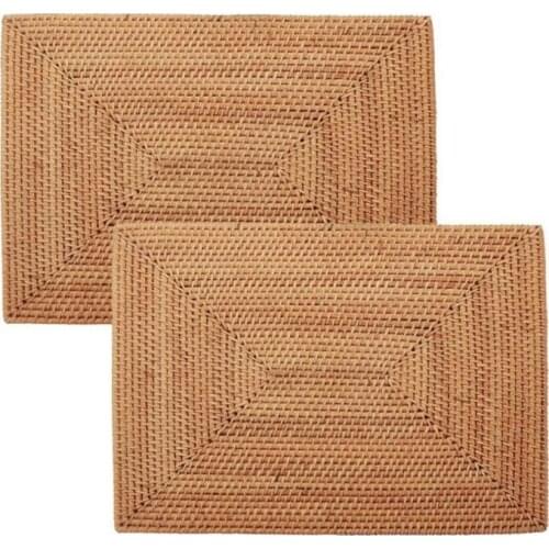2 Pcs Table Mats Non Slip Rattan Placemats Dining Table Heat Resistant Woven Place Mats Insulation Heat Resistant Mats