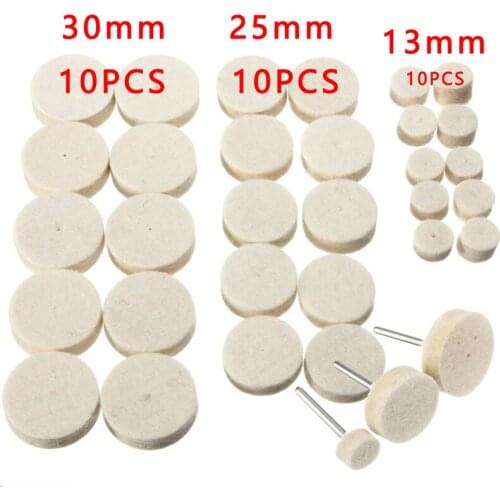 33Pcs/Set Soft Felt Polishing Buffing Round Wool Wheel Mop Pad Compound Surface For Dremel Rotary Waxing Polishing Mill Tool