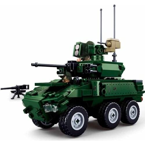 382pcs Tank assembly building blocks 0753 infantry wheeled childrens toy military boy World War II EBRC 6X6 tank armored car