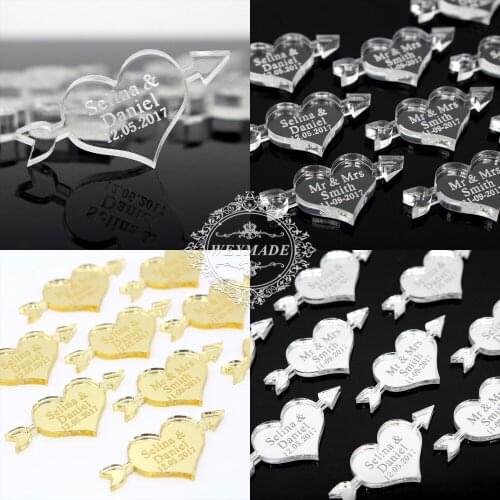 50* Personalized Arrow & Heart Wedding Engagement Mirror Table Centerpiece Decoration Anniversary Party Favor Gift Confetti