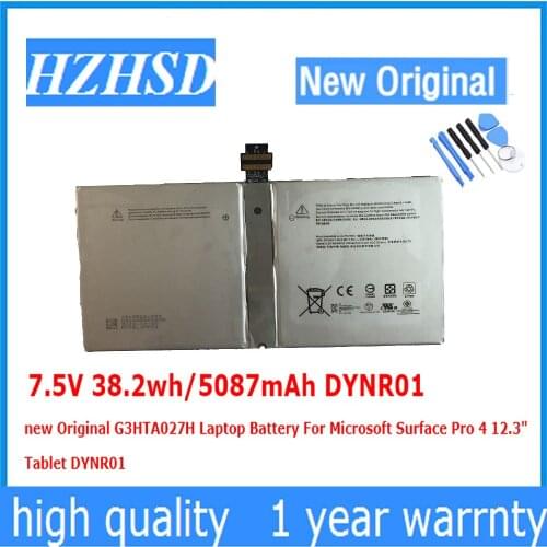 7.5V 38.2wh/5087mAh DYNR01 new Original G3HTA027H Laptop Battery For Microsoft Surface Pro 4 12.3" Tablet
