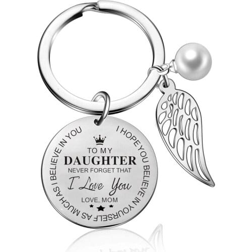 To My Daughter Keychain Keyring from Dad Mom Inspirational Gift Never Forget That I Love You Forever Birthday Graduation Gifts