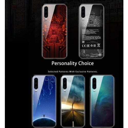 GKK Tempered glass case for Huawei P30 Pro Lite Case Anti-water&shock Pattern Soft Edge Cover for Huawei P30 Pro lite case Funda