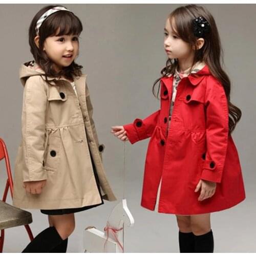 2021 New Children Birthday Present Girls Sweatshirt Spring Autumn Long Style Hooded Coat For Girl Kids Jacket Red Windbreaker