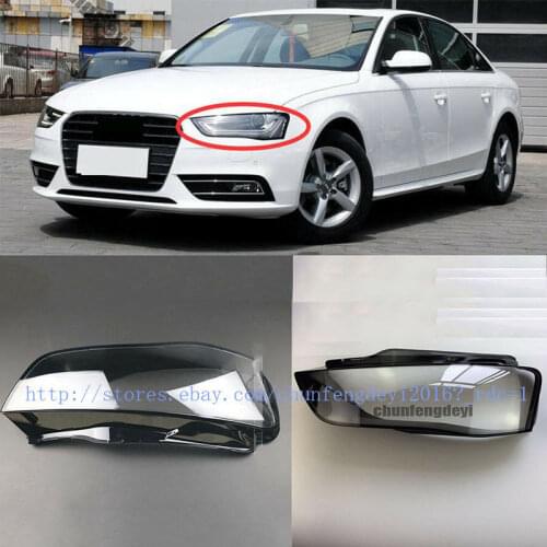 For Audi A4 2013 2014 2015 2pcs Left and Right Front Kit Cover Lens for Headlights + Glue