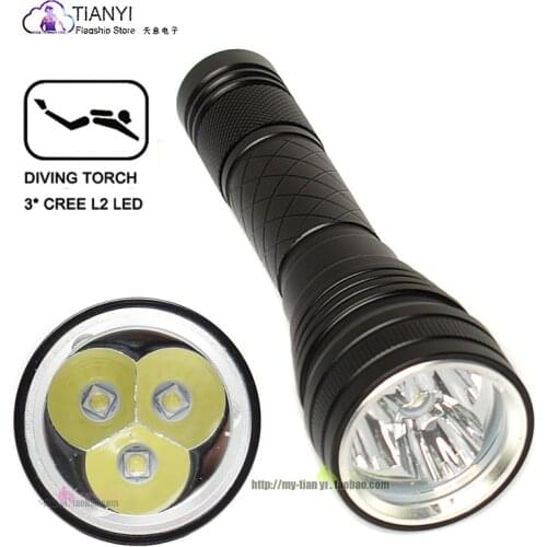 L2 U2 strong light concentrating 3PCS wick diving fill light flashlight waterproof 85 meters underwater lighting equipment