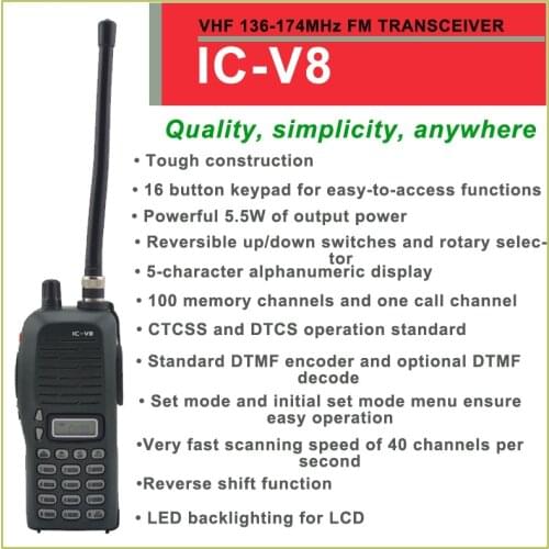 Brand New IC-V8 VHF 136-174MHz 100 Channels FM Transceiver