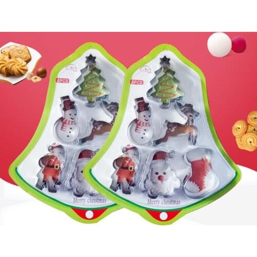 6/10pcs Christmas Tree Cookie Mold Stainless Steel Biscuit DIY Mold Snowman Elk Shape Cutter Baking Mould Decorating Tools