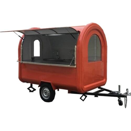 Hot sale orange color KN-220B mobile food carts/trailer/ snack/hot dog/pizza truck/snack food carts with free shipping by sea