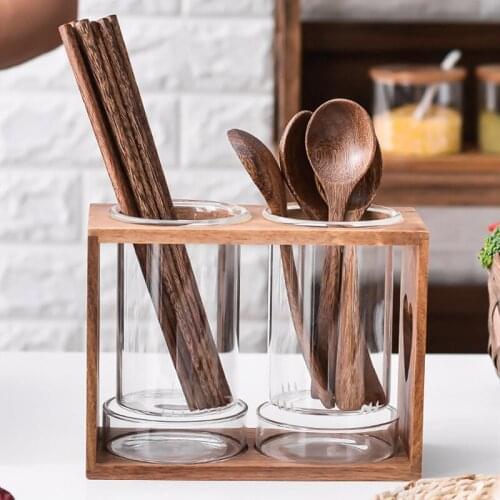 Wooden glass drain chopstick holder home kitchen rack creative storage hotel restaurant commercial chopstick holder