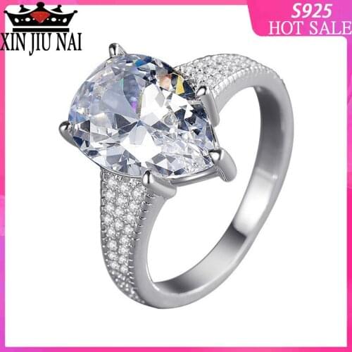925 sterling silver 2019 summer new product simulation big gem carat ring Rhombic Horse Crystal Drops diamond rings for women