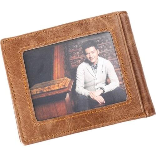 Super Thin Genuine Leather Wallet For Men Card Holder SIM Card Pocket Short Purse Carteira High Quality Mens Wallets Small NEW