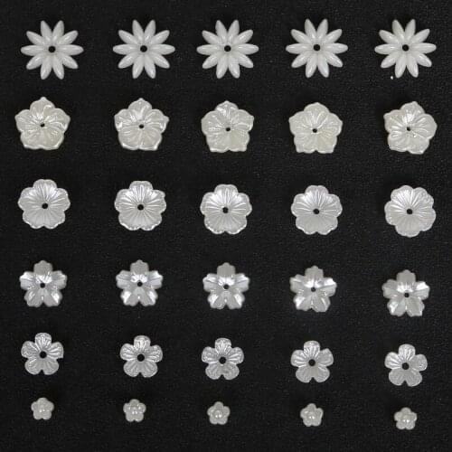 Hot Ivory Flower Beads ABS Resin Flatback Simulated pearl Beads Jewelry Crafts Decoration ScrapBooking