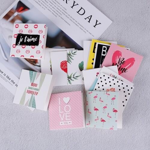 10pcs/set 8x8cm Mini Cartoon Birthday Greeting Cards Blank New Year Greeting Postcard Creative Mini Cards Christmas Card