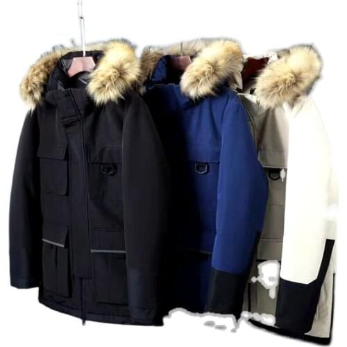 Mens thickened 2020 winter new big real fur collar high quality windproof, waterproof and warm parka coat