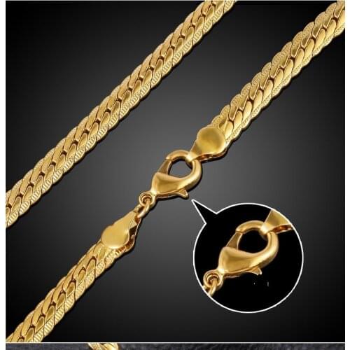 Snake Bone Necklace Mens Stainless Steel Jewelry Gold Filled 6MM-9MM Choker Snake Chain 18-24Inch