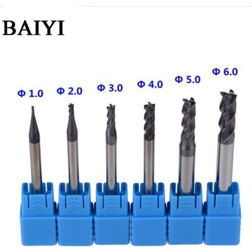 6pcs Set 1-6mm Carbide Milling Cutter CNC End Mill for HRC50 Carbide endmill Tungsten Steel Milling Cutter machine tools