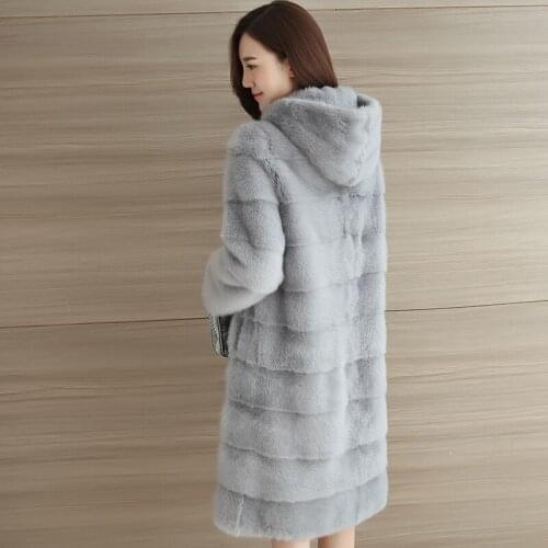 ZQQZ mink fur coat female paragraph hooded grows in winter new haining whole sable mink coat D137