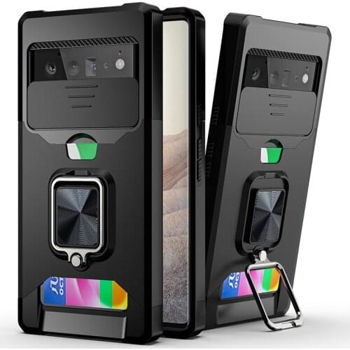 Shockproof Ring Phone Case For Google Pixel 6 Pro 5A 5G Cover Luxury Hard PC TPU Silicone Car Holder Case For Google Pixel 5A 5G