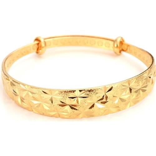 Adjustable Wholesale Fashion Dubai Bangle wedding Jewelry Gold Color Dubai Bracelet for Men/Women Africa Arab Items gifts