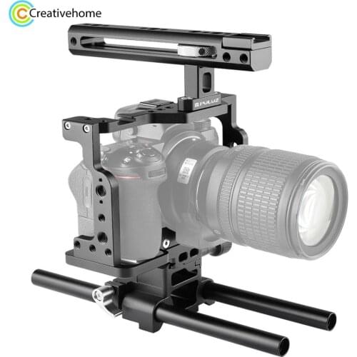 PULUZ Video Camera Cage Stabilizer with Handle & Rail Rod for Nikon Z6 / Z7