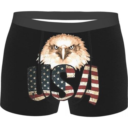 Flag USA American Eagle Underpants Cotton Panties Man Underwear Print Shorts Boxer Briefs