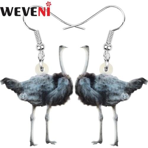 WEVENI Acrylic Australia Emu Bird Earrings Animal Drop Dangle Jewelry For Women Girls Teens Charms Decoration Gift Hot Sale Bulk