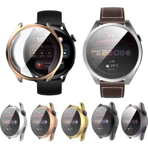 TPU Soft Shell Full Glass Screen Protector Case Frame For Huawei Watch 3/3 Pro 48/46mm Smartwatch 3pro Protective Bumper Cover