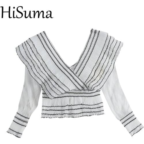 Summer Women Deep V-Neck Mesh Gauze Basic Shirt Lady Short Elastic Slim High Waist Sexy Chiffon Pullover Ruffle Chic Blouse Tops