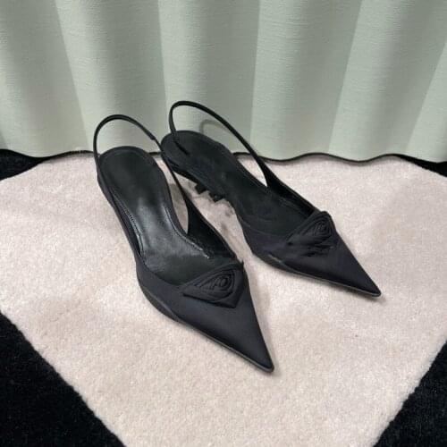 2021 Summer Sandals Brand Women Shoes Rose Flower Pointed Toe Stiletto Heels Pump Cat Heel Fairy Style Sandals Female Shoe Pumps