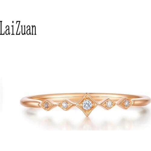 LaiZuan Solid 14K Rose Gold SI/H Genuine Natural Diamonds Engagement Ring Anniversary Band For Women Wedding Fine Jewelry Gift