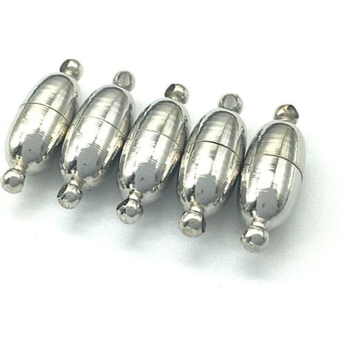 10Pcs/Lot Silver Ellipse Metal Thread Magnet Buckle DIY Necklace Connector Body Jewelry Accessories PC-026