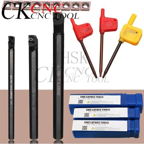 1p S07K SCLCR06 + 1p S10K SCLCR06 + 1p S12M SCLCR06 cutter lathe turning tools + 10P CCMT060204 ZM6020 carbide inserts