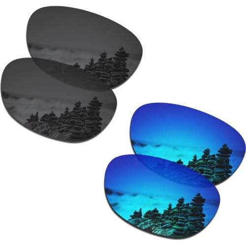 SmartVLT 2 Pairs Polarized Sunglasses Replacement Lenses for Oakley Stringer Stealth Black and Ice Blue