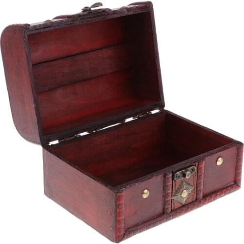 2x Retro Wooden Jewelry Storage Box Case Treasure Chest Organizer Holder